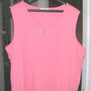 Peachy Pink Cotton Knit Tank Top City Blues by Koret Sz 2XL